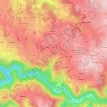 Mappa topografica Crossac, altitudine, rilievo