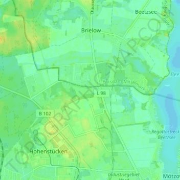 Mappa topografica Brielower Ausbau, altitudine, rilievo