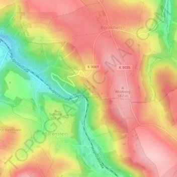 Mappa topografica Ofen, altitudine, rilievo