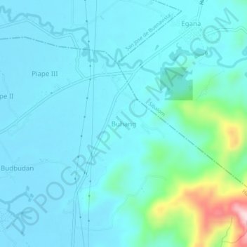 Mappa topografica Buhang, altitudine, rilievo