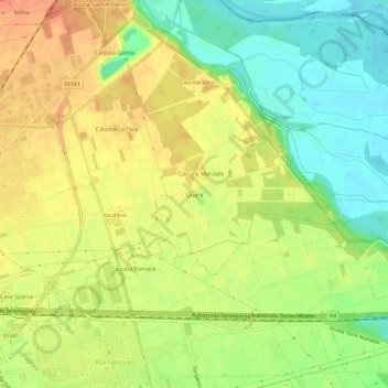 Mappa topografica Quara, altitudine, rilievo
