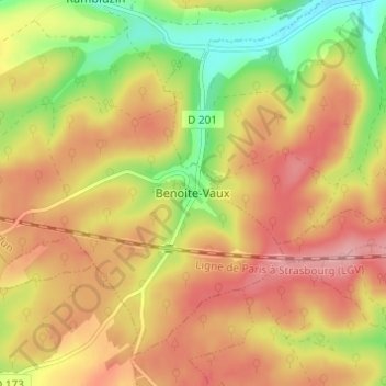 Mappa topografica Benoite-Vaux, altitudine, rilievo