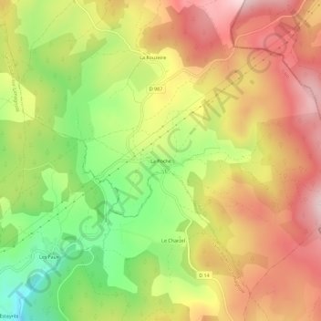 Mappa topografica La Roche, altitudine, rilievo