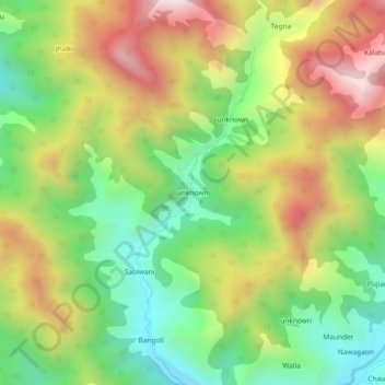 Mappa topografica unknown, altitudine, rilievo