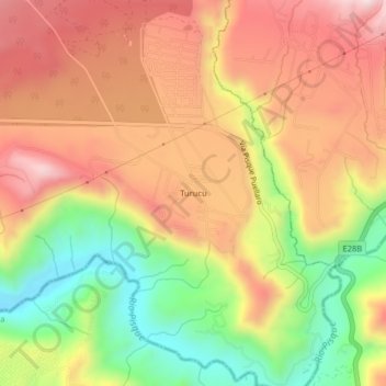 Mappa topografica Turucu, altitudine, rilievo