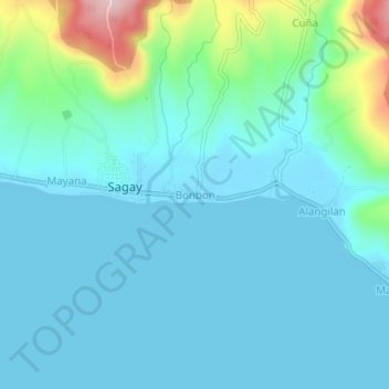 Mappa topografica Bonbon, altitudine, rilievo