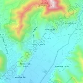 Mappa topografica Rumi Wasi, altitudine, rilievo