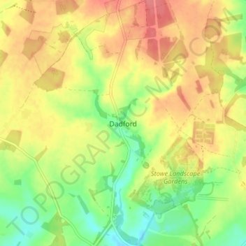 Mappa topografica Dadford, altitudine, rilievo