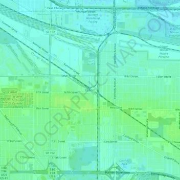 Mappa topografica Osborn, altitudine, rilievo