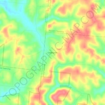 Mappa topografica Centerpoint, altitudine, rilievo