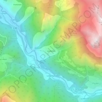 Mappa topografica Les Herbez, altitudine, rilievo