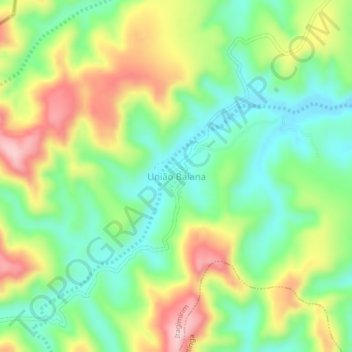 Mappa topografica União Baiana, altitudine, rilievo