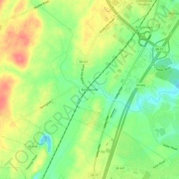 Mappa topografica Bartonsville, altitudine, rilievo