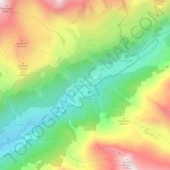 Mappa topografica Casere, altitudine, rilievo