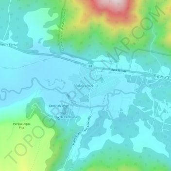 Mappa topografica Malalcahuello, altitudine, rilievo