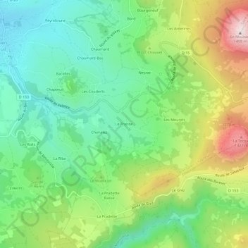Mappa topografica Le Fraisse, altitudine, rilievo