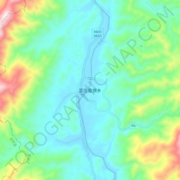 Mappa topografica 官庄畲族乡, altitudine, rilievo