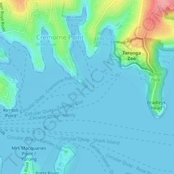 Mappa topografica Robertsons Point, altitudine, rilievo