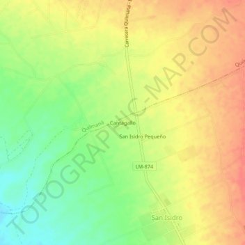 Mappa topografica Cantagallo, altitudine, rilievo