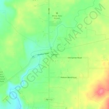 Mappa topografica Garner, altitudine, rilievo