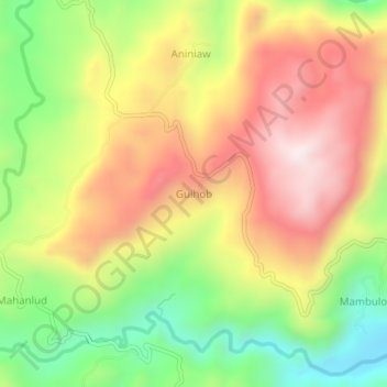 Mappa topografica Guihob, altitudine, rilievo
