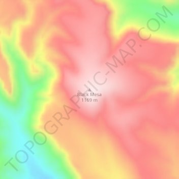 Mappa topografica Black Mesa, altitudine, rilievo