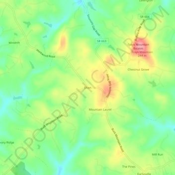 Mappa topografica Ehart, altitudine, rilievo
