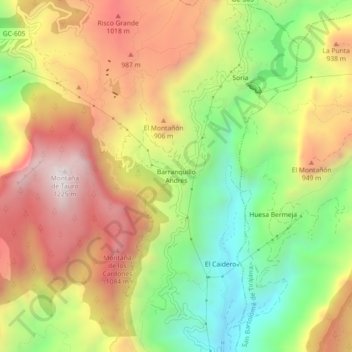 Mappa topografica Barranquillo Andrés, altitudine, rilievo