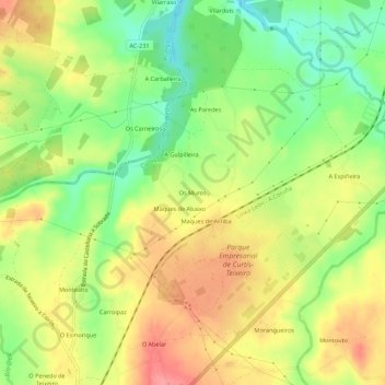 Mappa topografica Os Muros, altitudine, rilievo
