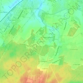 Mappa topografica La Farge, altitudine, rilievo