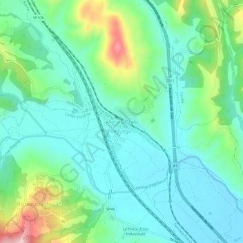 Mappa topografica Allerona Scalo, altitudine, rilievo