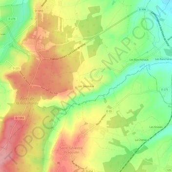 Mappa topografica Les Taureaux, altitudine, rilievo
