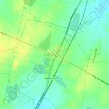 Mappa topografica Melmavurathur, altitudine, rilievo
