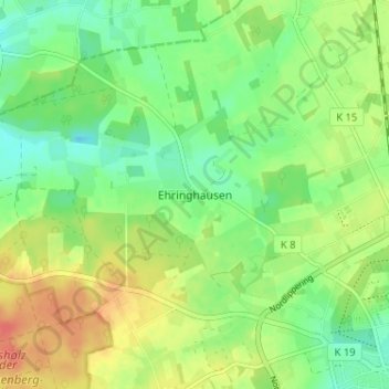Mappa topografica Ehringhausen, altitudine, rilievo