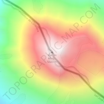 Mappa topografica Volcán Maipo, altitudine, rilievo