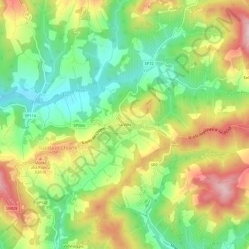 Mappa topografica La Villa, altitudine, rilievo