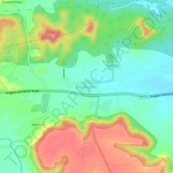 Mappa topografica Bazargaon, altitudine, rilievo