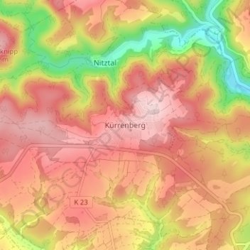Mappa topografica Kürrenberg, altitudine, rilievo