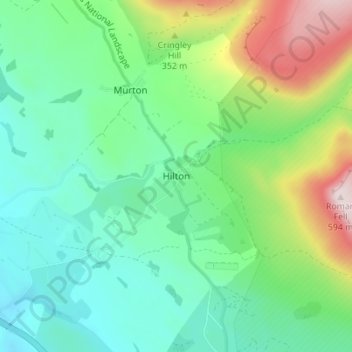 Mappa topografica Hilton, altitudine, rilievo
