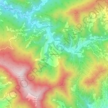 Mappa topografica Sambuceto, altitudine, rilievo
