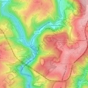 Mappa topografica Schimmelbusch, altitudine, rilievo