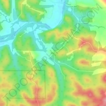 Mappa topografica Hinch, altitudine, rilievo