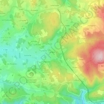 Mappa topografica Les Mâts, altitudine, rilievo