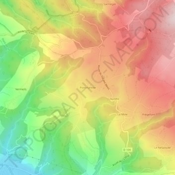 Mappa topografica Pommarède, altitudine, rilievo