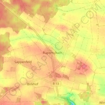 Mappa topografica Rupertsbuch, altitudine, rilievo