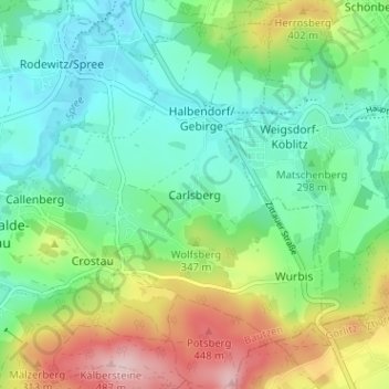 Mappa topografica Carlsberg, altitudine, rilievo