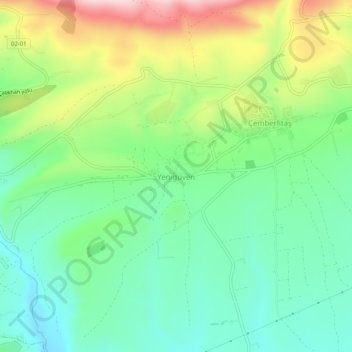 Mappa topografica Yenigüven, altitudine, rilievo