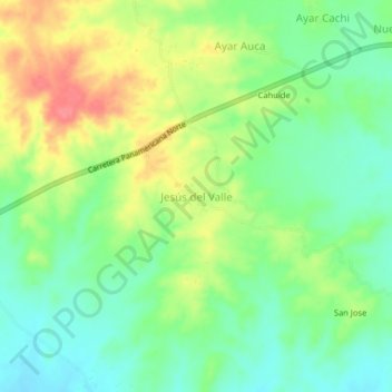 Mappa topografica Jesús del Valle, altitudine, rilievo