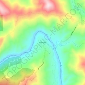 Mappa topografica Alderpoint, altitudine, rilievo