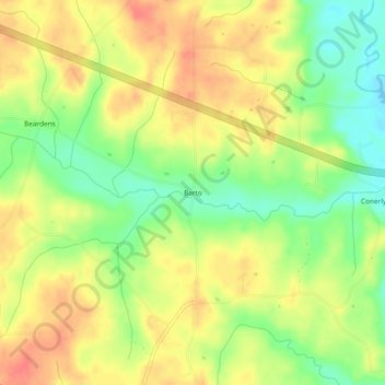 Mappa topografica Barto, altitudine, rilievo